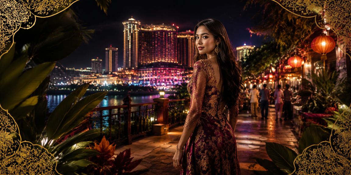 Suasana hiburan kasino di Genting Highlands dengan corak batik Malaysia yang meriah